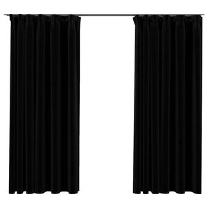 vidaXL Rideaux occultants aspect lin avec crochets 2pcs Noir 140x175cm