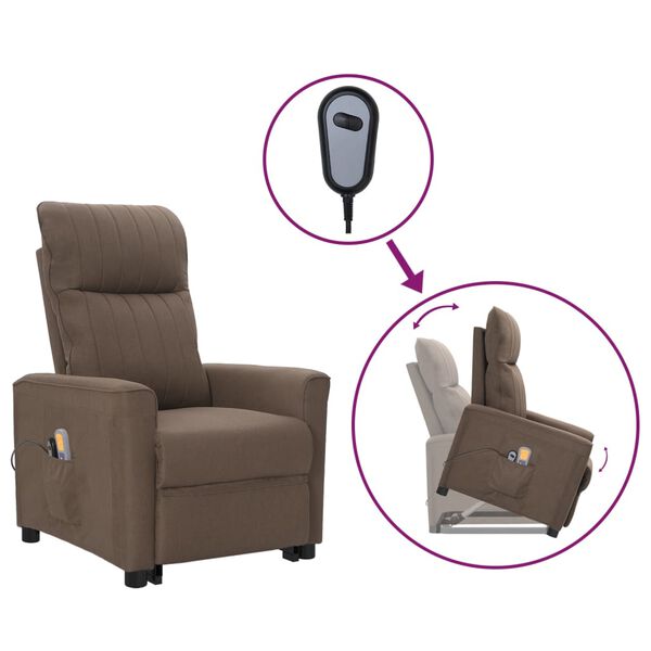 vidaXL Fauteuil de massage Taupe Tissu