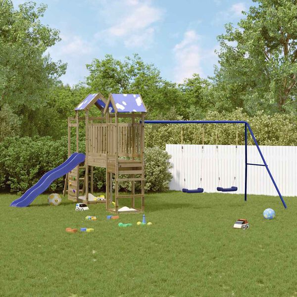 vidaXL Aire de jeux d'ext&eacute;rieur bois de pin impr&eacute;gn&eacute;