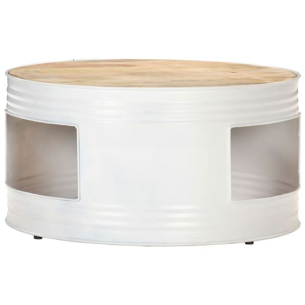 vidaXL Table basse Blanc 68x68x36 cm Bois de manguier solide