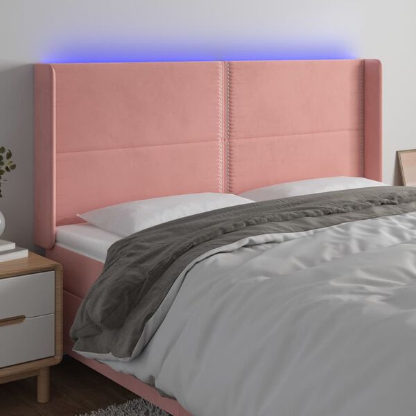 vidaXL T&ecirc;te de lit &agrave; LED Rose 203x16x118/128 cm Velours
