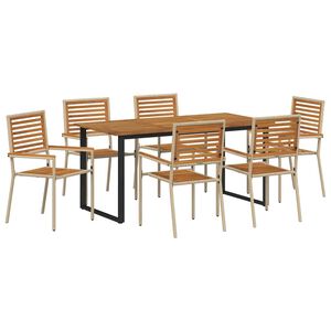 vidaXL Ensemble de salle &agrave; manger pour jardin 7 pc Beige