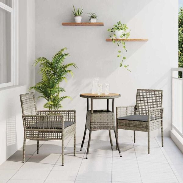 vidaXL Ensemble de salle à manger pour jardin 3 pcs Gris polyrotin