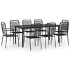 vidaXL Ensemble &agrave; manger de jardin 9 pcs noir verre et acier