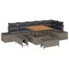 vidaXL Ensemble de canap&eacute; de jardin 9 pc Gris polyrotin
