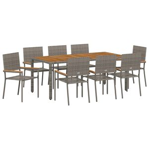 vidaXL Ensemble de salle &agrave; manger pour jardin 9 pcs Gris polyrotin