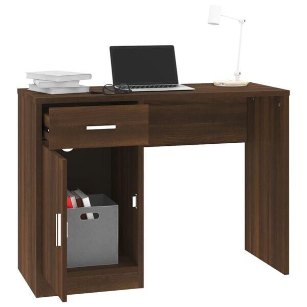 vidaXL Bureau avec tiroir et armoire Ch&ecirc;ne marron 100x40x73 cm