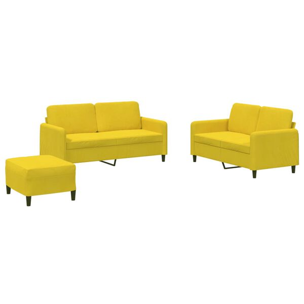 vidaXL Ensemble de canap&eacute;s 3 pcs jaune velours