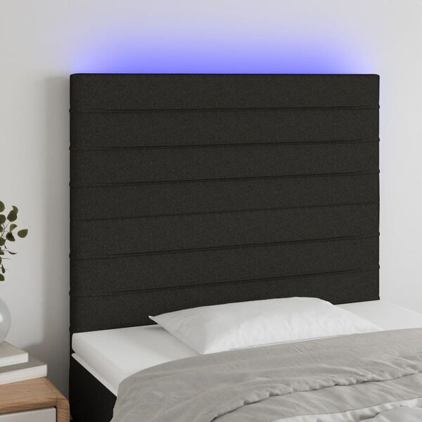 vidaXL T&ecirc;te de lit &agrave; LED Noir 100x5x118/128 cm Tissu