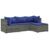 vidaXL Salon de jardin 4 pcs avec coussins Gris R&eacute;sine tress&eacute;e