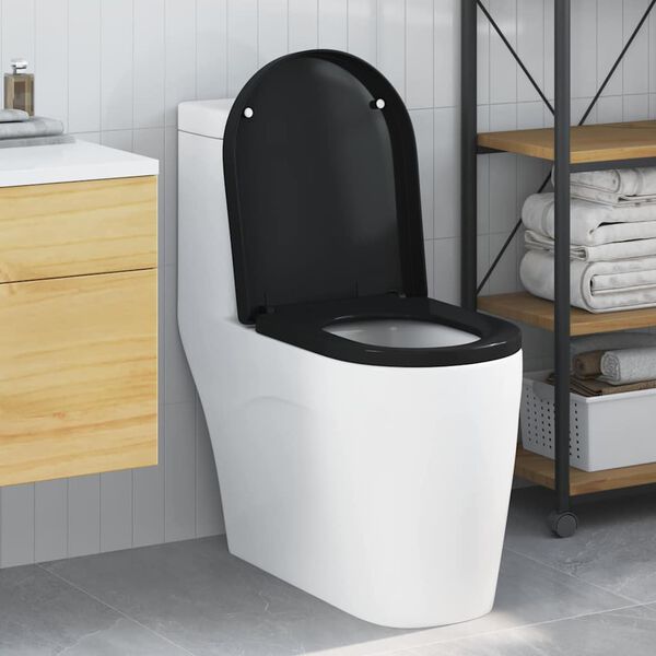 vidaXL Si&egrave;ge de toilette Noir 48 x 36,5 x 4,5 cm Polypropyl&egrave;ne