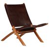 vidaXL Chaise de relaxation pliable Marron Cuir v&eacute;ritable