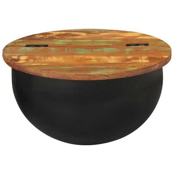 vidaXL Table basse noir 50x27 cm bois de récupération massif