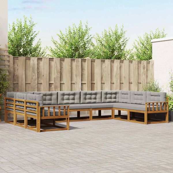 vidaXL Ensemble de canap&eacute;s d'ext&eacute;rieur 9 pcs Gris Naturel et Clair