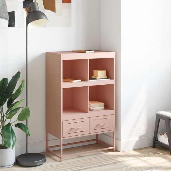 vidaXL Buffet haut rose 68x39x111,5 cm acier