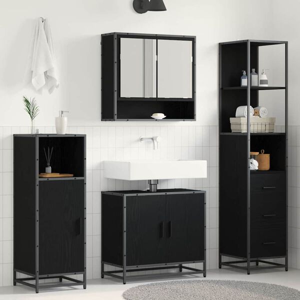 vidaXL Ensemble de mobilier de salle de bain 3 pcs Ch&ecirc;ne noir