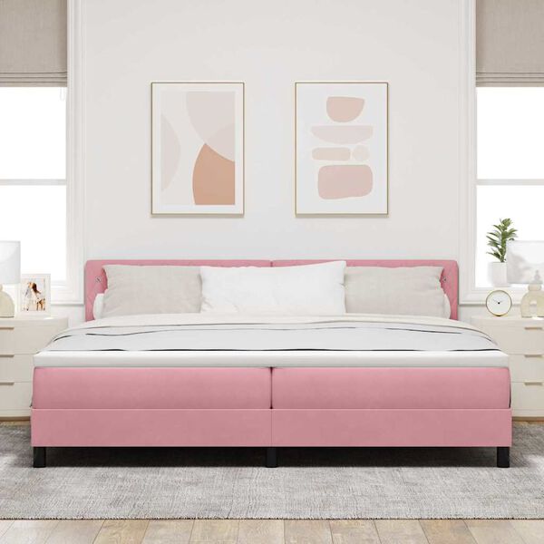 vidaXL Lit &agrave; ressorts avec matelas Rose 200 x 200 cm Velours