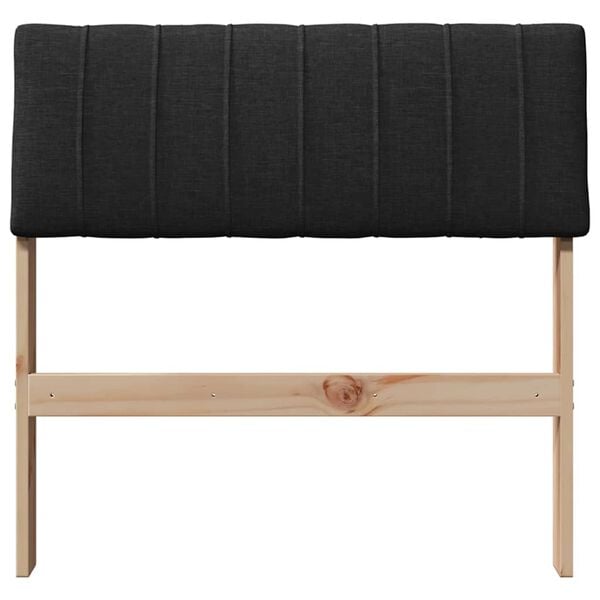 vidaXL T&ecirc;te de lit capitonn&eacute;e Noir 75 cm Pin massif