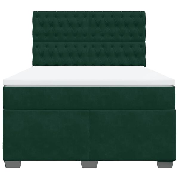 vidaXL Sommier &agrave; lattes de lit et matelas Vert fonc&eacute; 140x190cm Velours