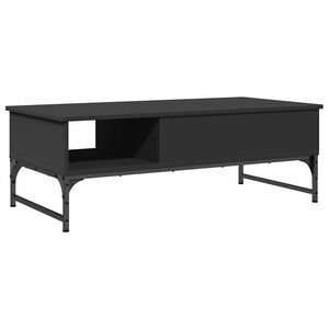 vidaXL Table basse noir 100x50x35 cm bois d'ing&eacute;nierie et m&eacute;tal
