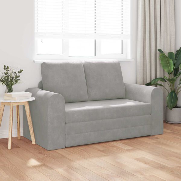 vidaXL Canap&eacute;-Lit Gris clair 148 x 71 x 83 cm Velours