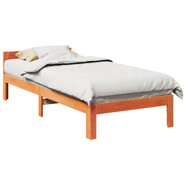 vidaXL Cadre de lit sans matelas cire marron 90x200 cm bois pin massif