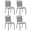 vidaXL Chaises d'ext&eacute;rieur lot de 4 Design &agrave; lattes Acier Gris fonc&eacute;