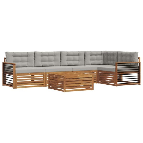 vidaXL Ensemble de canap&eacute;s d'ext&eacute;rieur 6 pcs Gris Naturel et Clair