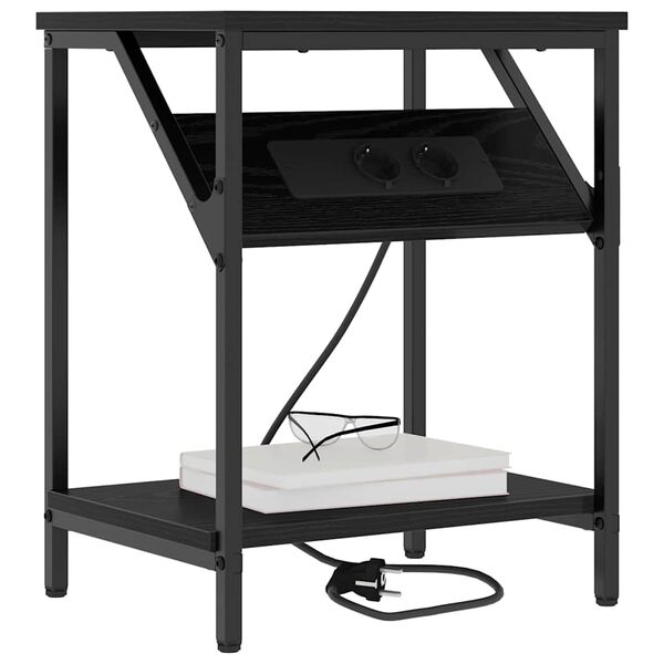 vidaXL Cabinet de chevet Ch&ecirc;ne noir 38 x 30 x 48 cm Bois d'ing&eacute;nierie