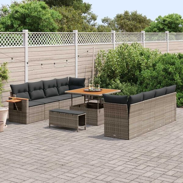 vidaXL Ensemble de canapé de jardin 11 pcs Gris 100 x 100 x 71 cm