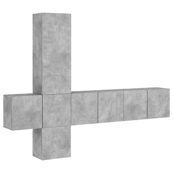 vidaXL Unit&eacute;s murales TV 5 pcs gris b&eacute;ton bois d'ing&eacute;nierie