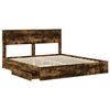 vidaXL Lit de Rangement Ch&ecirc;ne fum&eacute; 180 x 200 cm Bois d'ing&eacute;nierie