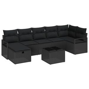 vidaXL Ensemble de Canap&eacute;s 8 pi&egrave;ces 7-Nombre de places Noir polyrotin