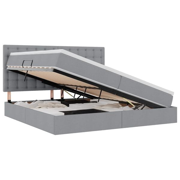vidaXL Lit avec rangement et LED Gris clair 200 x 200 cm Polyester