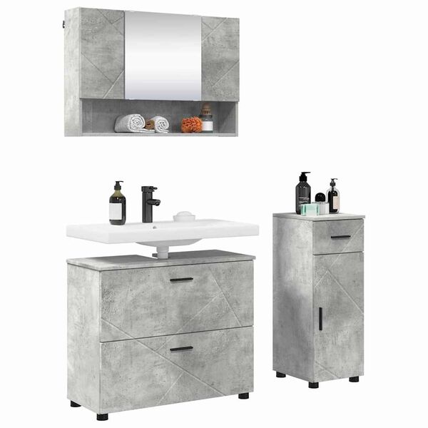 vidaXL Ensemble de mobilier de salle de bain 3 pcs Gris b&eacute;ton