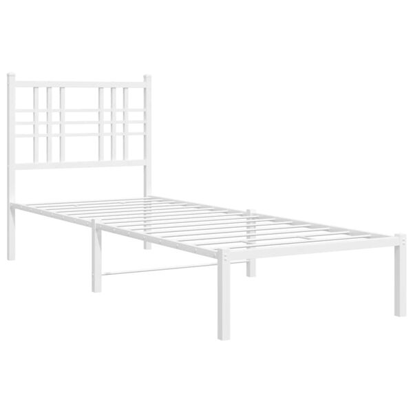 vidaXL Cadre de lit m&eacute;tal sans matelas avec t&ecirc;te de lit blanc 80x200cm