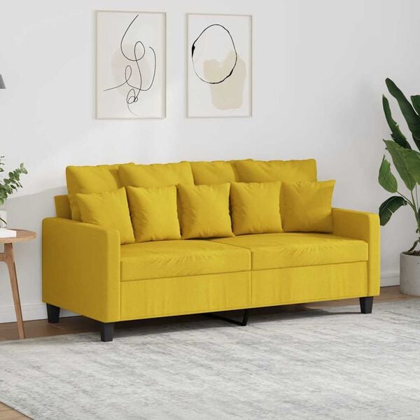 vidaXL Canap&eacute; &agrave; 2 places Jaune clair 140 cm Tissu