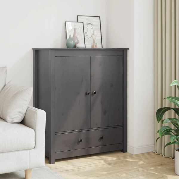 vidaXL Buffet Gris 83x41,5x100 cm Bois massif de pin