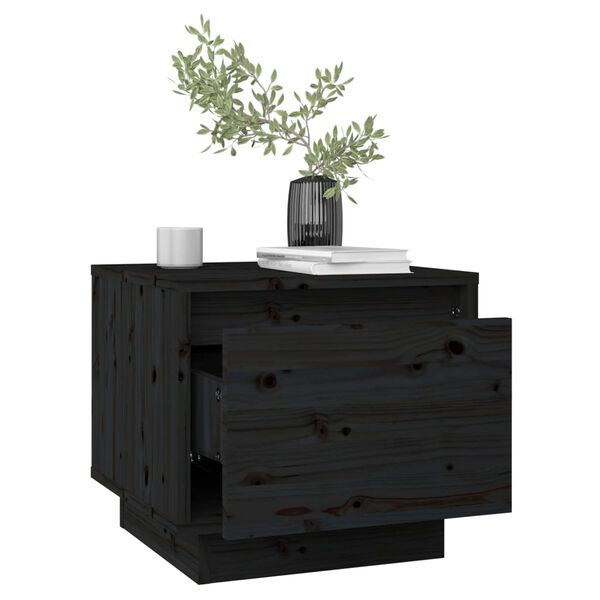 vidaXL Tables de chevet 2 pcs Noir 35x34x32 cm Bois de pin solide