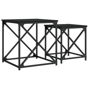 vidaXL Tables basses gigognes 2 pcs noir bois d'ing&eacute;nierie