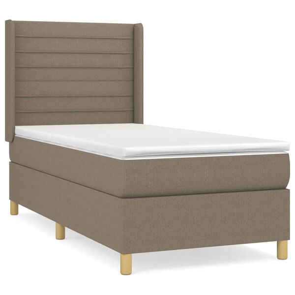 vidaXL Sommier &agrave; lattes de lit avec matelas Taupe 90x200 cm Tissu