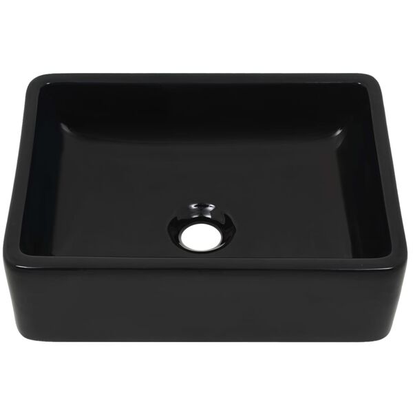 vidaXL Lavabo Céramique Rectangulaire Noir 41 x 30 x 12 cm