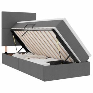 vidaXL Lit de rangement LED avec matelas Gris fonc&eacute; 90 x 190 cm Tissu
