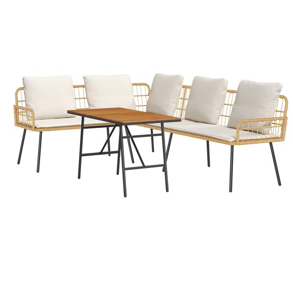 vidaXL Ensemble de canapé de jardin 2 pcs Beige polyrotin