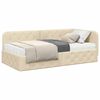 vidaXL Cadre de lit d'angle avec matelas Cr&egrave;me 90 x 190 cm tissu