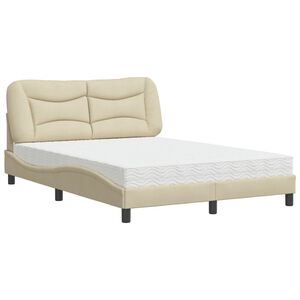 vidaXL Lit avec matelas Hvar cr&egrave;me 120x200 cm tissu