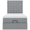vidaXL Lit ottoman avec matelas gris clair 100x200 cm tissu