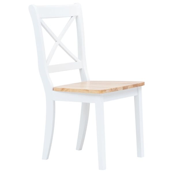 vidaXL Ensemble de salle &agrave; manger 5 pcs Bois d'h&eacute;v&eacute;a Blanc et marron