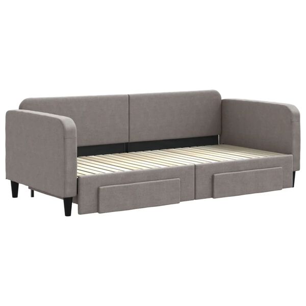 vidaXL Lit de jour avec gigogne et tiroirs sans matelas taupe 90x200cm