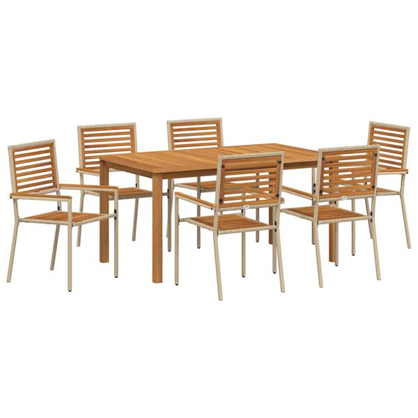 vidaXL Ensemble de salle &agrave; manger pour jardin 7 pcs Beige